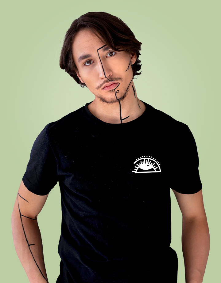 Eye Lineart Graphic Printed Regular Fit Cotton T-Shirt