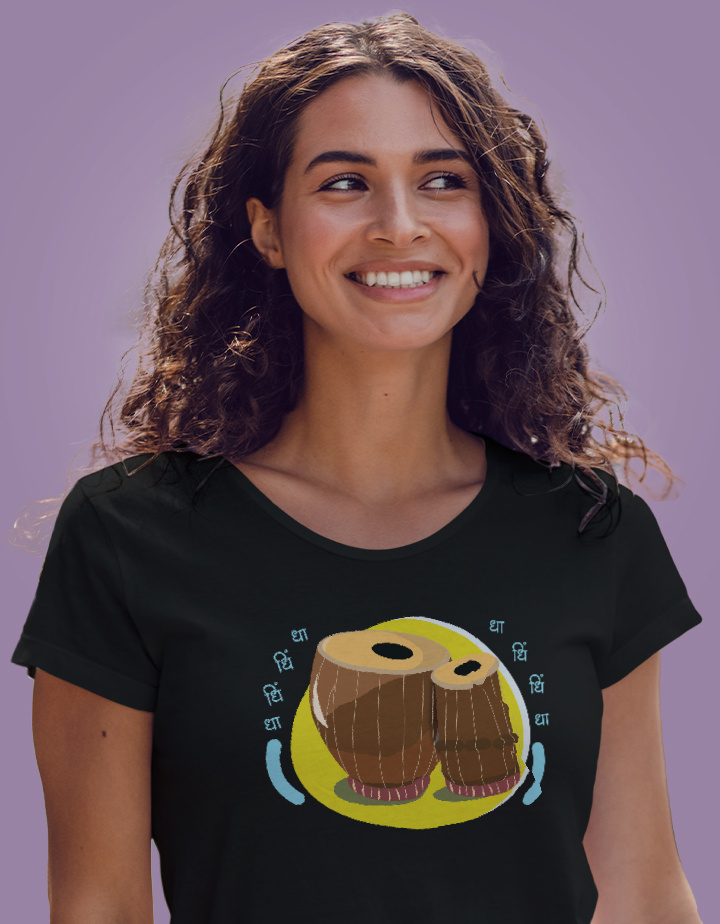 Tabla Graphic Printed Regular Fit Cotton T-Shirt