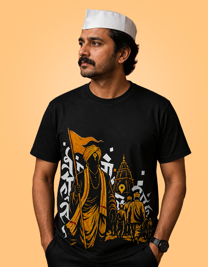 Gajar Namacha Waari Graphic Printed Regular Fit Cotton T-Shirt
